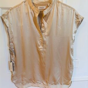 NWT Babaton Women's Gold Satin Blouse